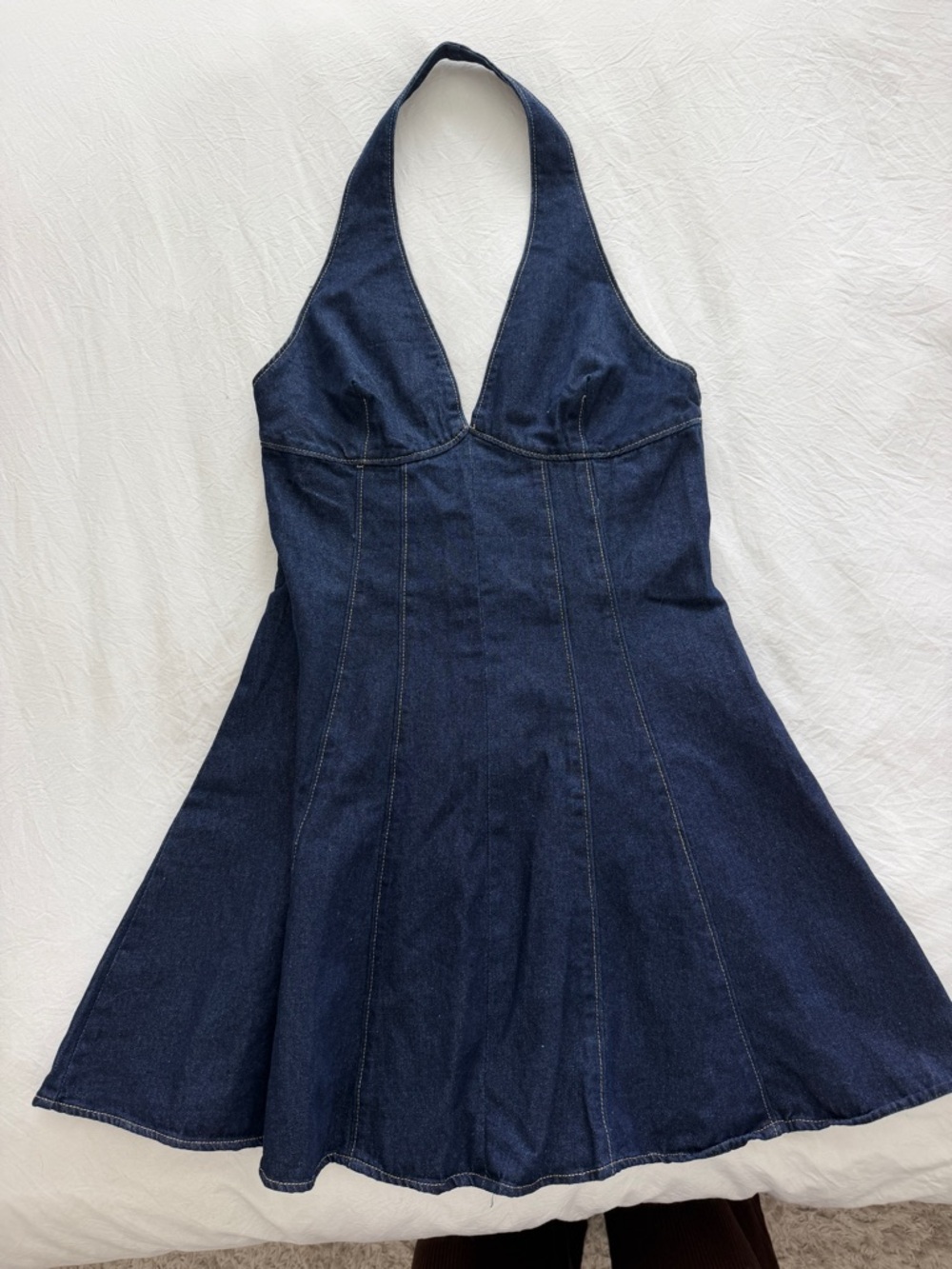 Altar'd State Dark Blue Denim Halter Dress